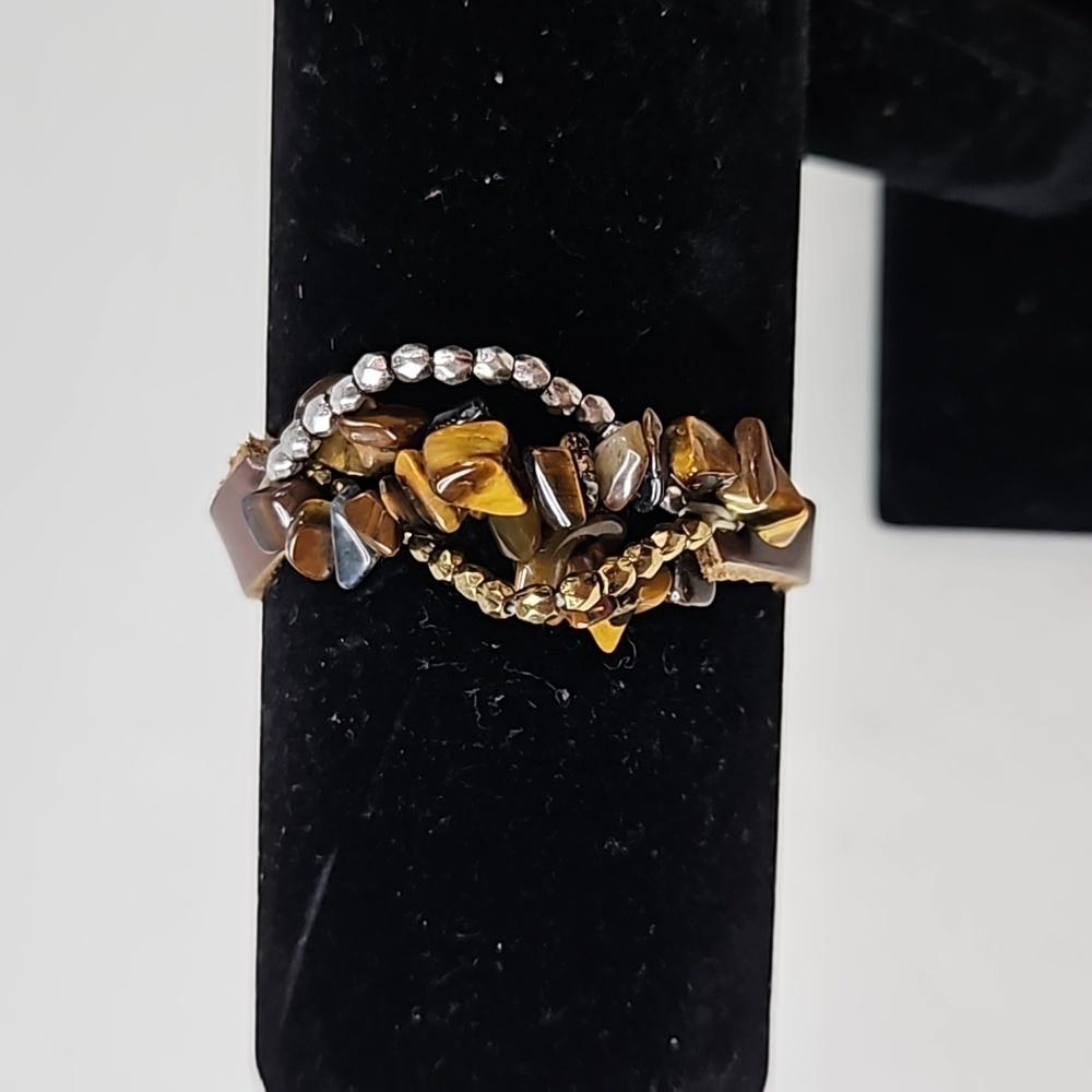 Brown Leather & Stone Bracelet